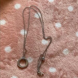 David Yurman(marked DY)Elegant Silver Necklace with Circular Pendant